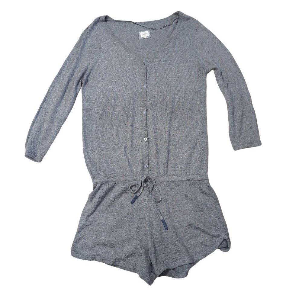 Lemon Collection Lounge Shorts Romper Womens L Gray‎ Long Sleeve Cashmere Blend